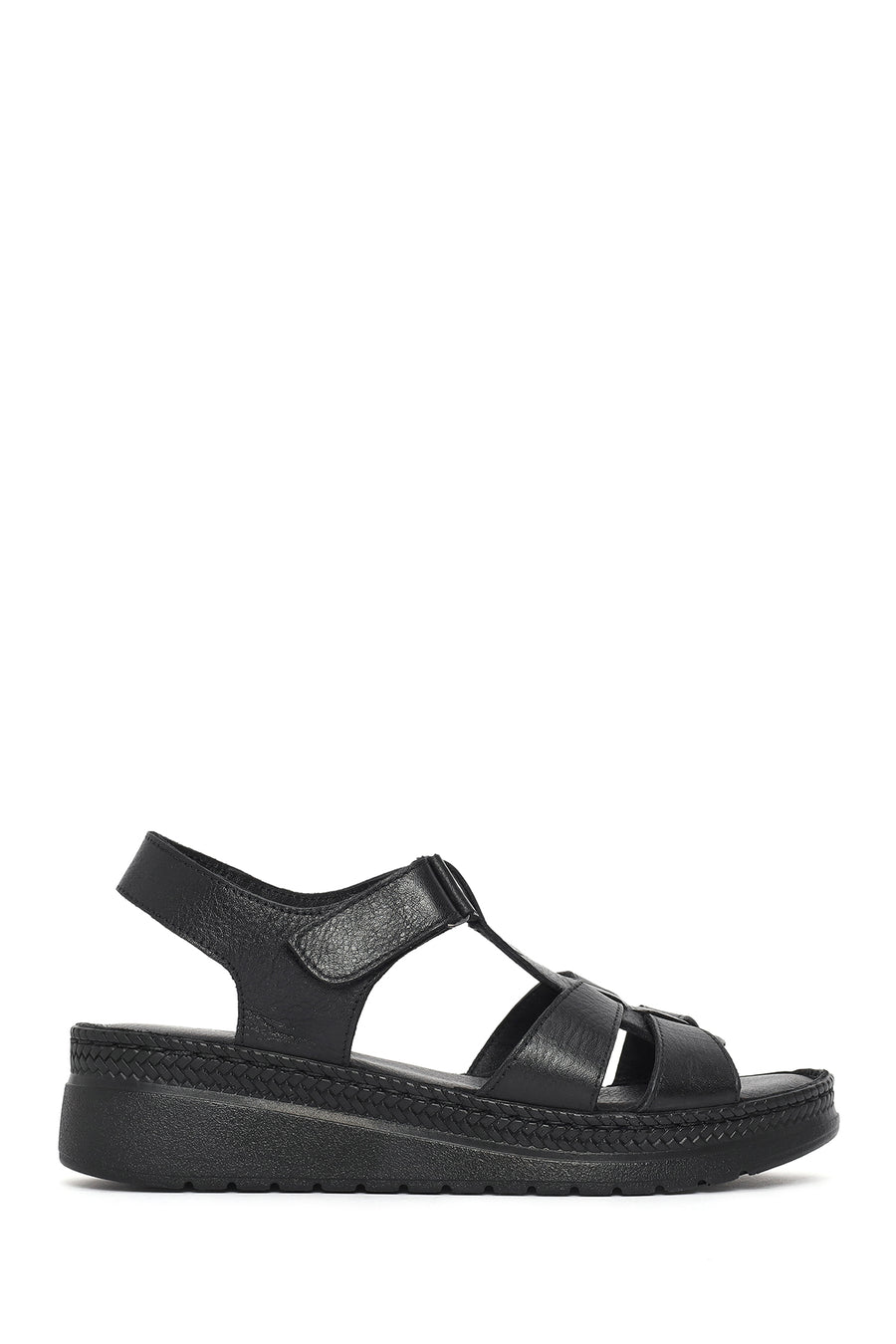 Women's Black Thick Soled Leather Comfort Sandals 26SFD411818 | Derimod