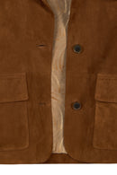 Trix Woman Brown Oversize Suede Leather Jacket | Derimod