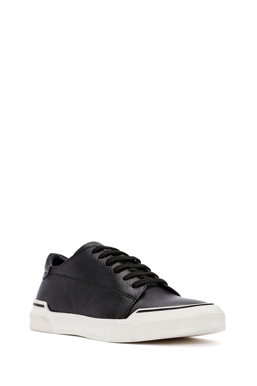 Men's Black Lace-up Leather Sneaker