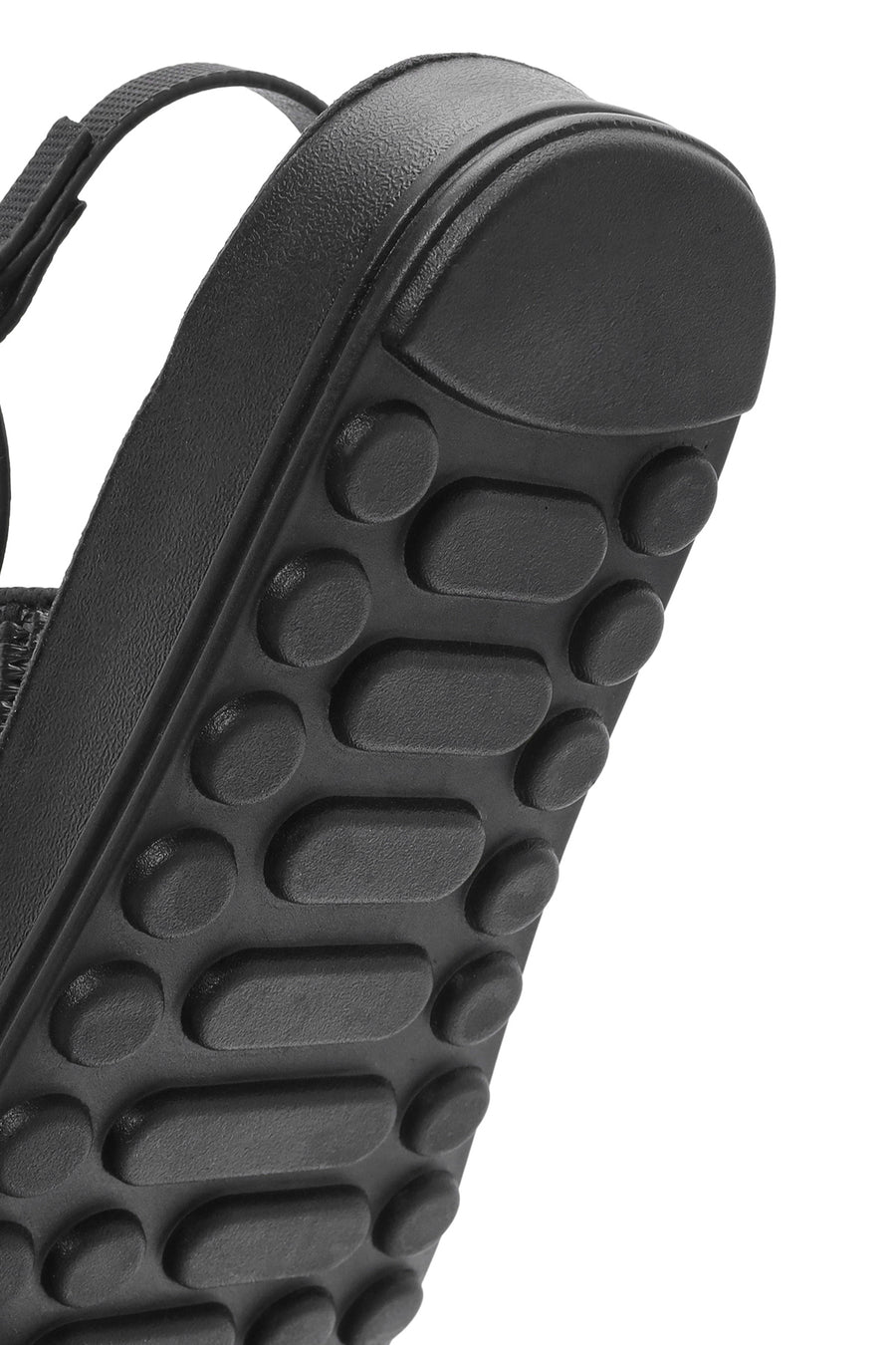 Women's Black Thick Soled Stoned Sandals