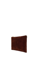 Woman Brown Suede Clutch Bag with Long Chain Strap | Derimod