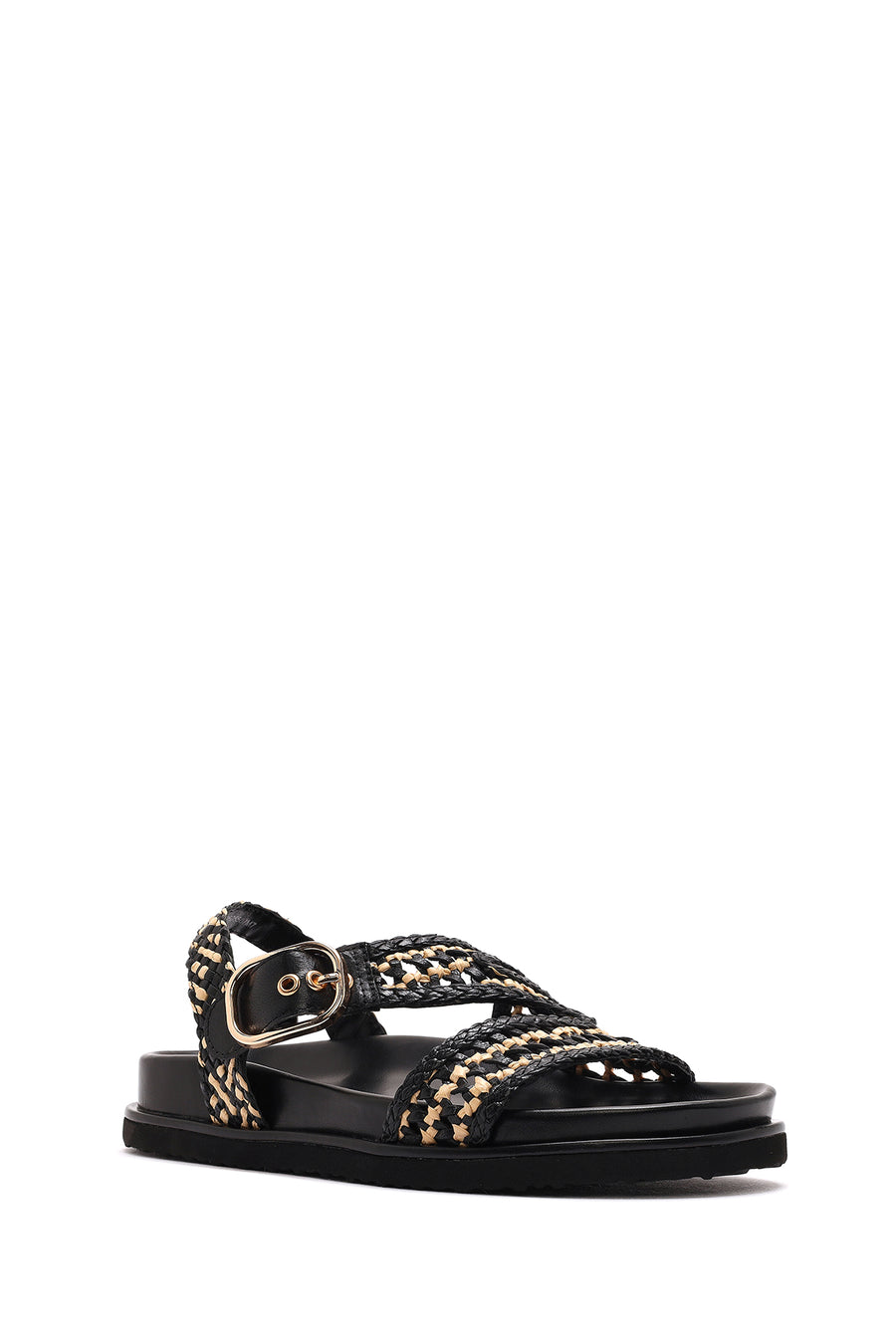 Women's Black Strappy Leather Sandals