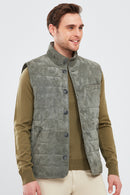 Isko Men's Gray Suede Leather Vest | Derimod