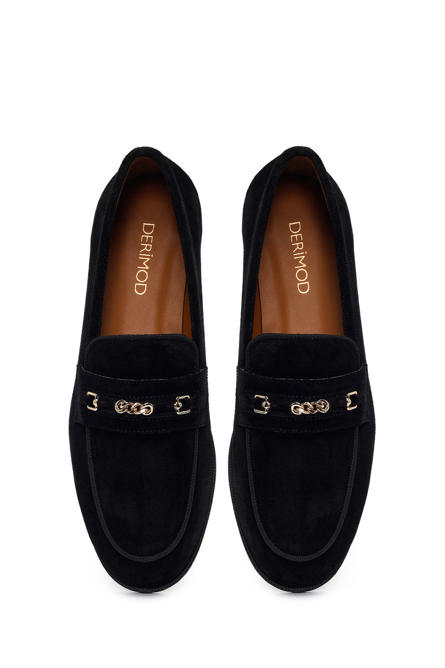 Woman Black Buckled Suede Masculine Loafer