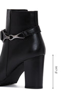 Women's Black Zippered Buckle Heeled Boots | Derimod