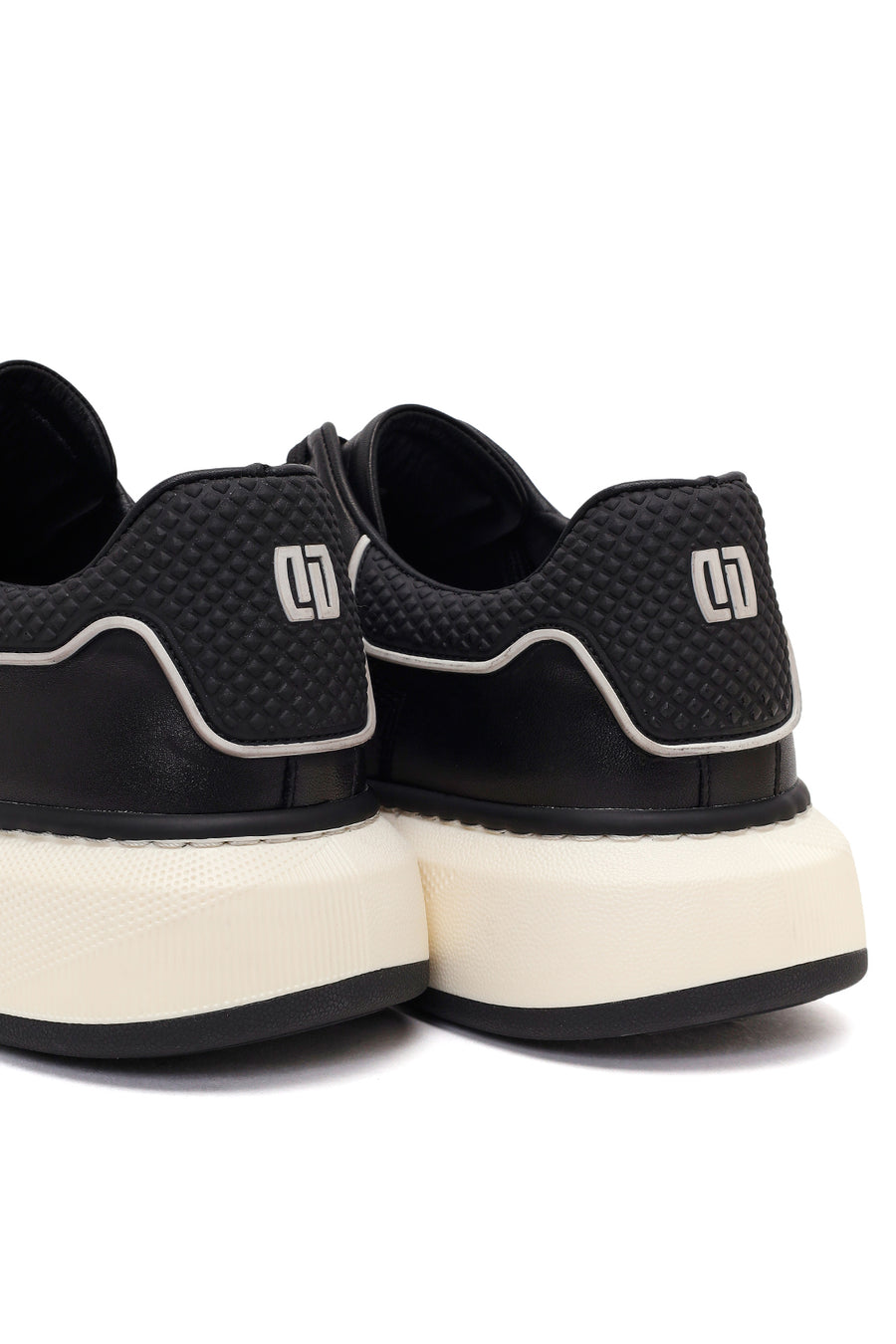 Erkek Siyah Kalın Tabanlı Deri Sneaker
