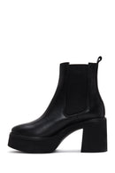 Women's Black Leather Platform Heeled Boots | Derimod