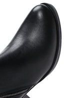 Women's Black Leather Heeled Bootie | Derimod