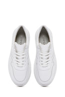 Women's White Lace-up Thick-Sole Leather Sneaker | Derimod