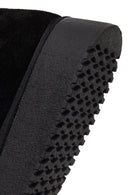 Woman Black Patterned Chunky Sole Suede Teddy Boots | Derimod