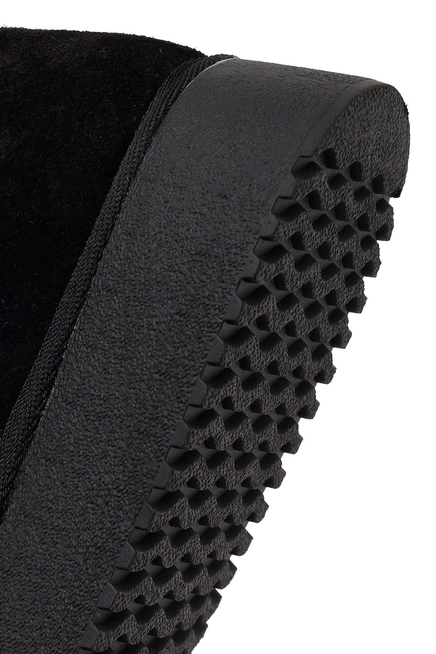 Woman Black Patterned Chunky Sole Suede Teddy Boots