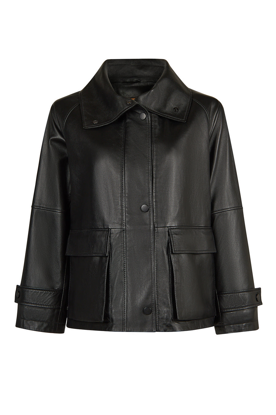 Stefan Woman Black A-Line Leather Jacket 26WGE57341M | Derimod