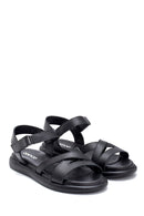 Women's Black Leather Sandals | Derimod