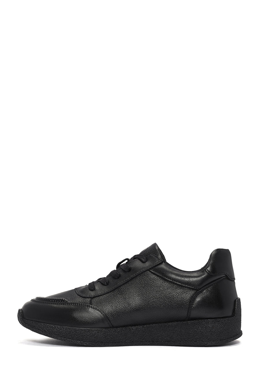 Men's Black Lace-up Leather Sneaker