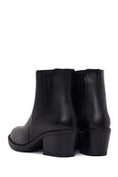 Woman Black Chunky-Heeled Leather Chelsea Boots | Derimod