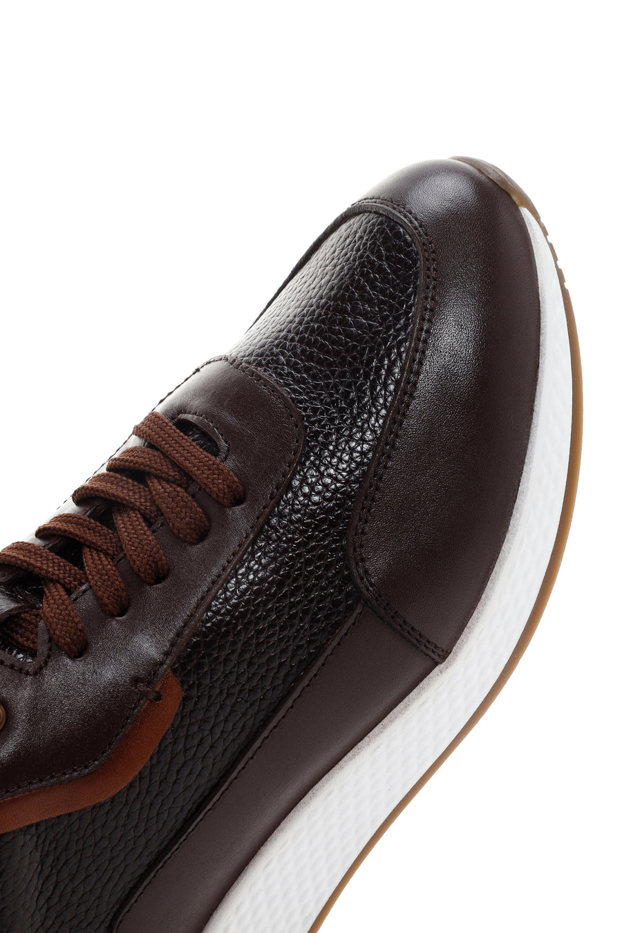 Men's Brown Thick Sole Leather Casual Sneaker