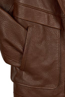 Carmen Woman Brown Fur Collar Leather Coat | Derimod