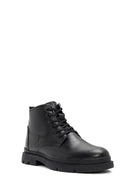 Male Black Zip Closure Leather Casual Boots | Derimod