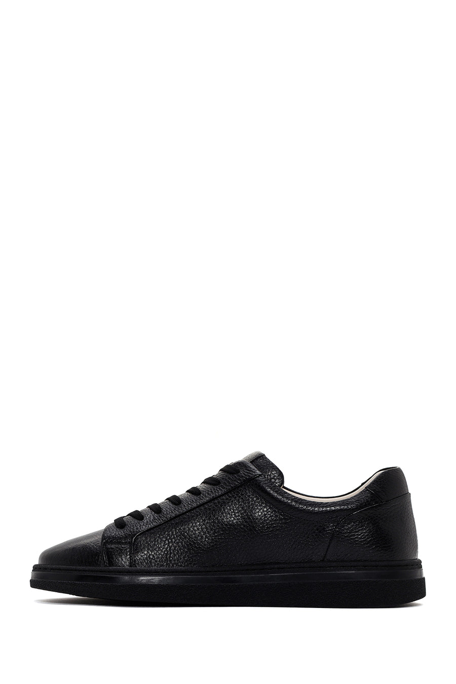 Men's Black Lace-up Leather Sneaker