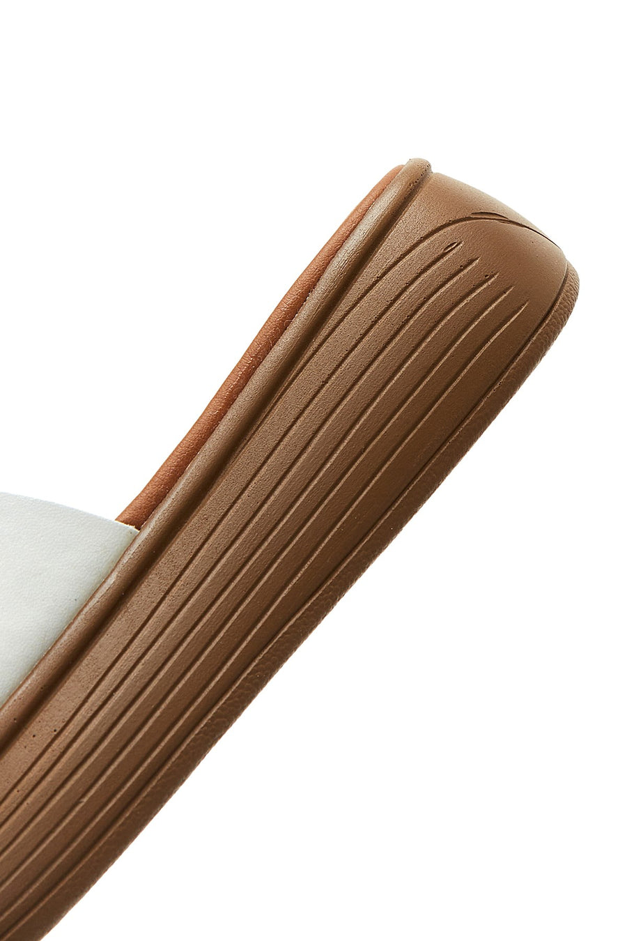 Women's White Thick Soled Leather Slippers