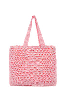 Women's Pink Straw Knitted Shoulder Bag | Derimod