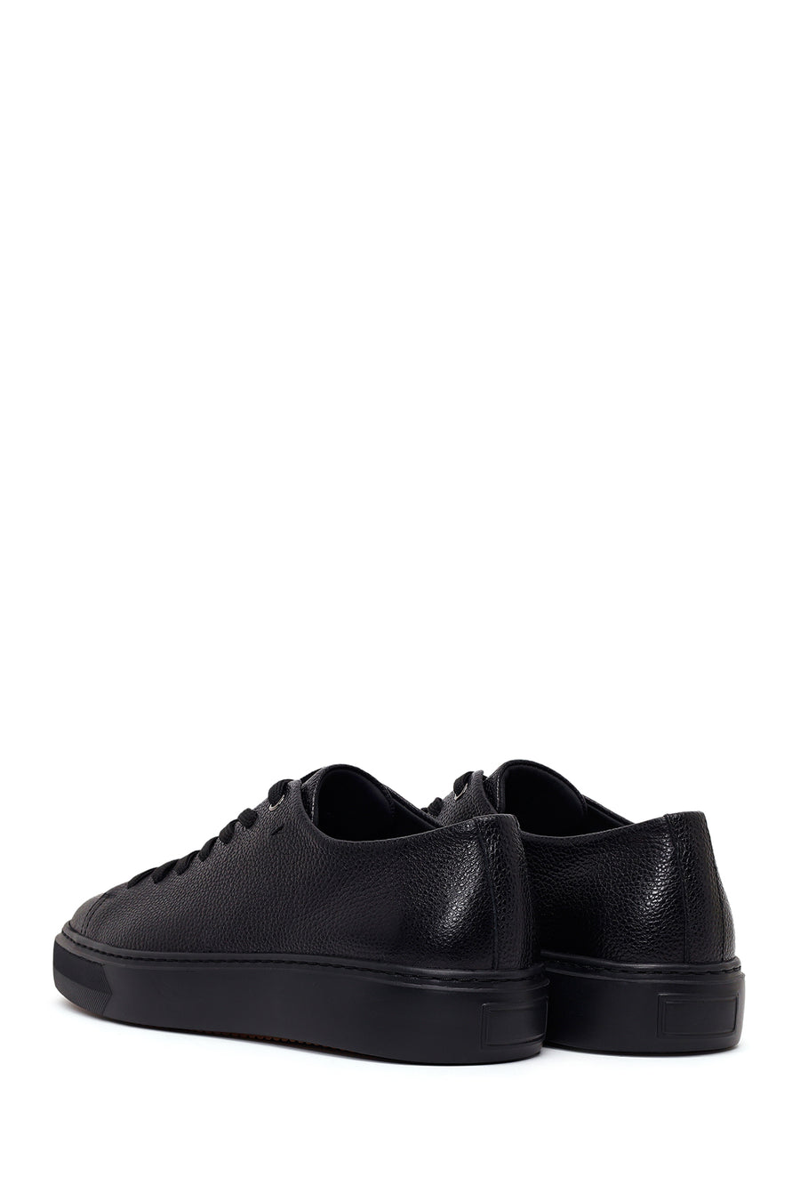 Erkek Siyah Bağcıklı Deri Sneaker