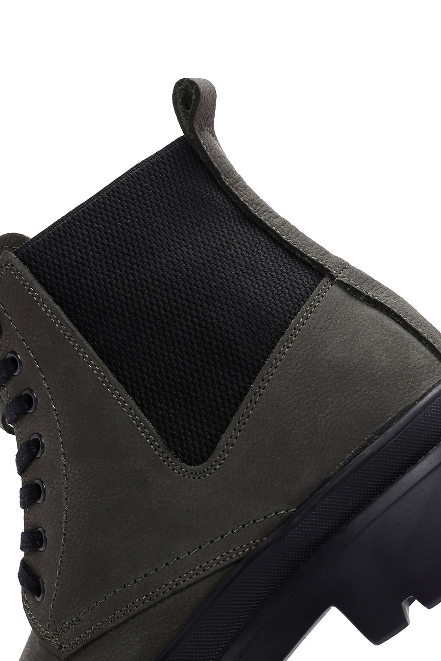 Men's Khaki Nubuck Leather Thick Soled Casual Boots