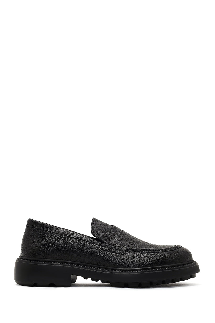 Men's Black Thick-Soled Leather Loafer 25WFD7507FT | Derimod