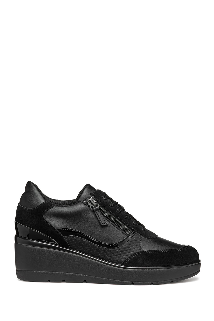 Geox Kadın Siyah D Ilde Bağcıklı Dolgu Topuklu Sneaker D46RAA05422C9999 | Derimod
