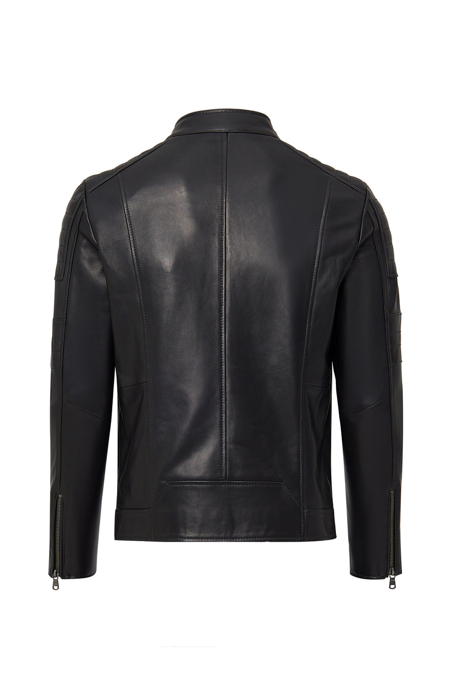 Morant Men's Black Mandarin Collar Leather Jacket