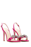 Women's Pink Stone Satin Thin Heel Sandals | Derimod