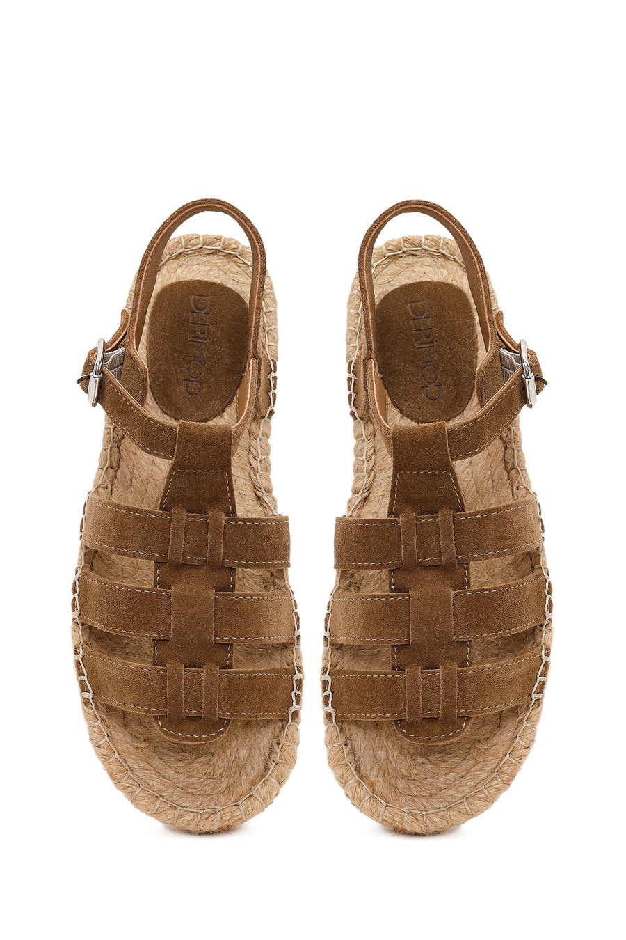 Women's Mink Suede Leather Espadrille Sandals with Ankle Buckle