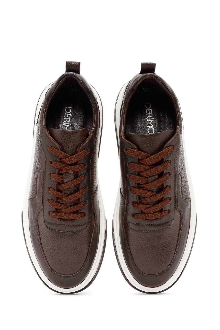 
Men's Brown Lace-Up Thick Sole Leather Sneaker
