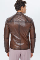 Neymar Men's Brown Leather Jacket | Derimod