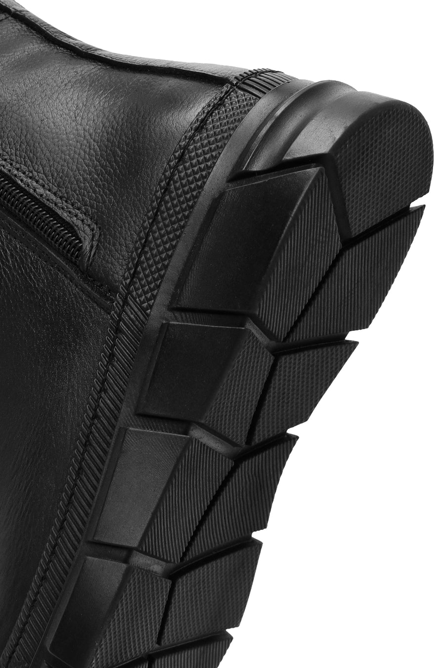 Woman Black Zip Closure Leather Comfort Boots