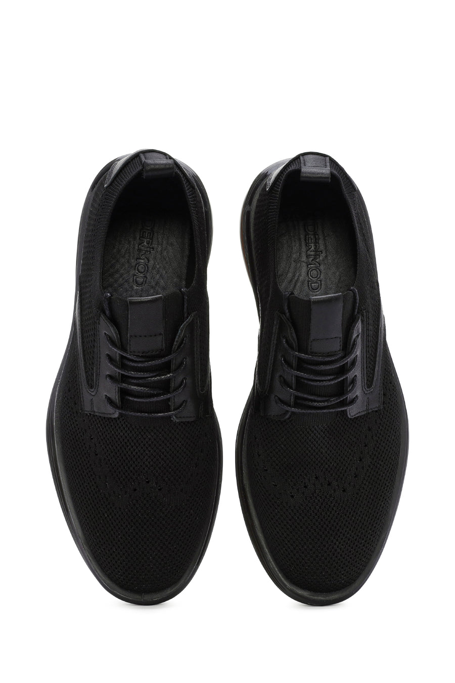 Men's Black Thick Sole Nubuck Detailed Lace Up Fabric Sneaker