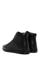 Men's Black Zippered Leather High Top Sneakers | Derimod