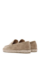 Women's Beige Suede Leather Espadrille | Derimod