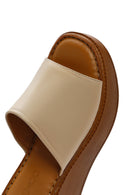 Kadın Bej Kalın Tabanlı Deri Comfort Terlik | Derimod