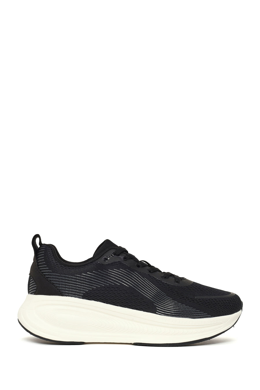 Derimod Zero Woman Black Lace-Up Thick-Soled Fabric Sneakers 26PFE49546F | Derimod
