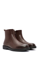 Men's Brown Zippered Leather Casual Boots | Derimod