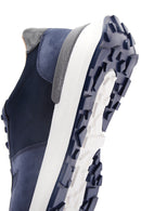 Men's Blue Nubuck Leather Thick Soled Sneaker | Derimod