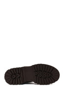 Woman Brown Double Zip Closure Suede Boots | Derimod
