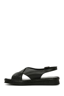 Women's Black Ankle Strap Leather Sandals | Derimod