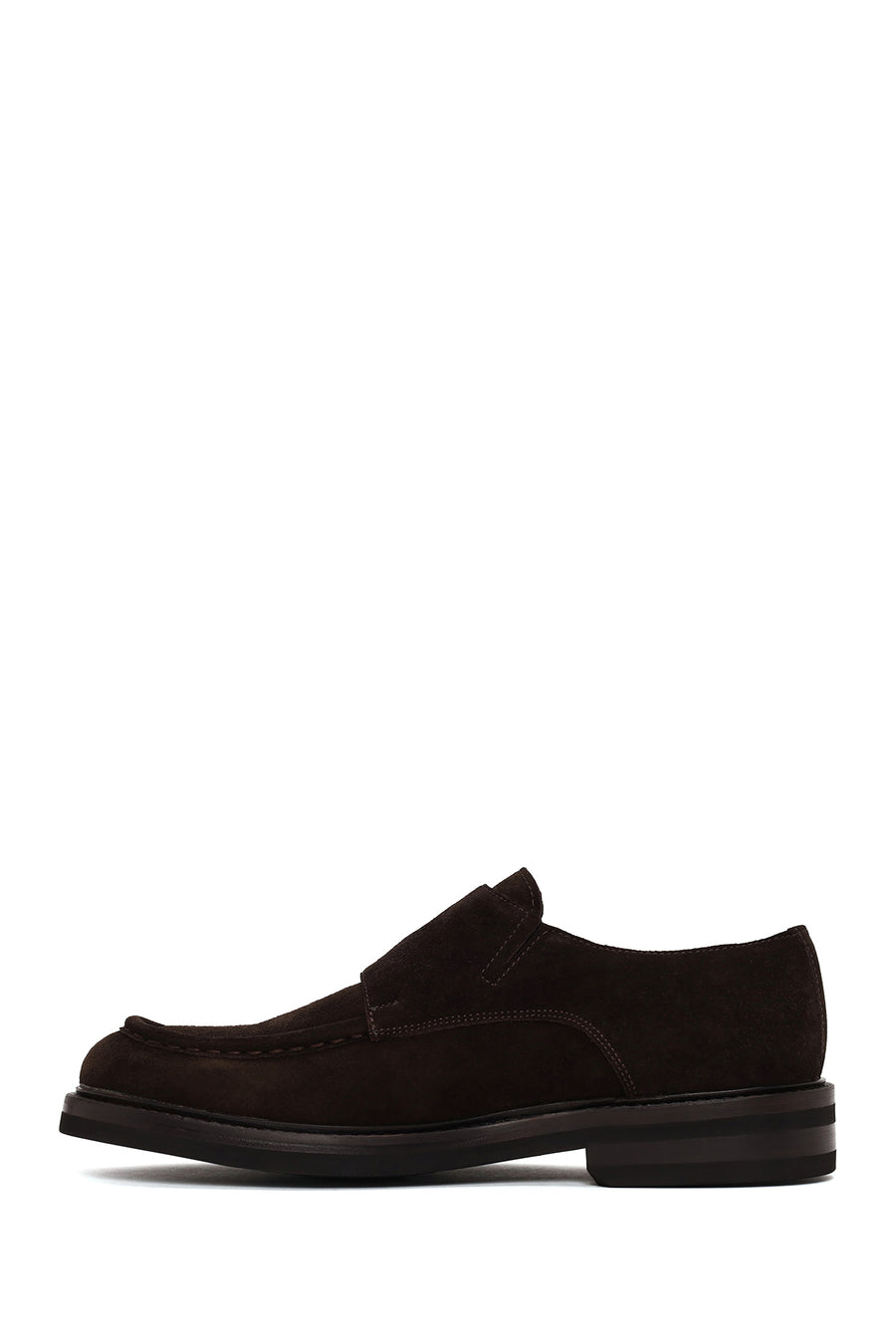 Male Brown Double-Buckle Suede Casual Shoes