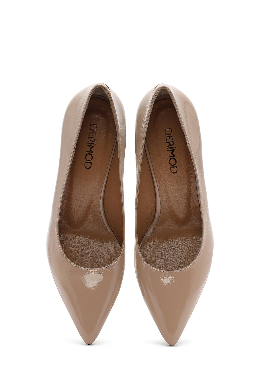 Women's Beige Thin Heeled Patent Leather Stiletto