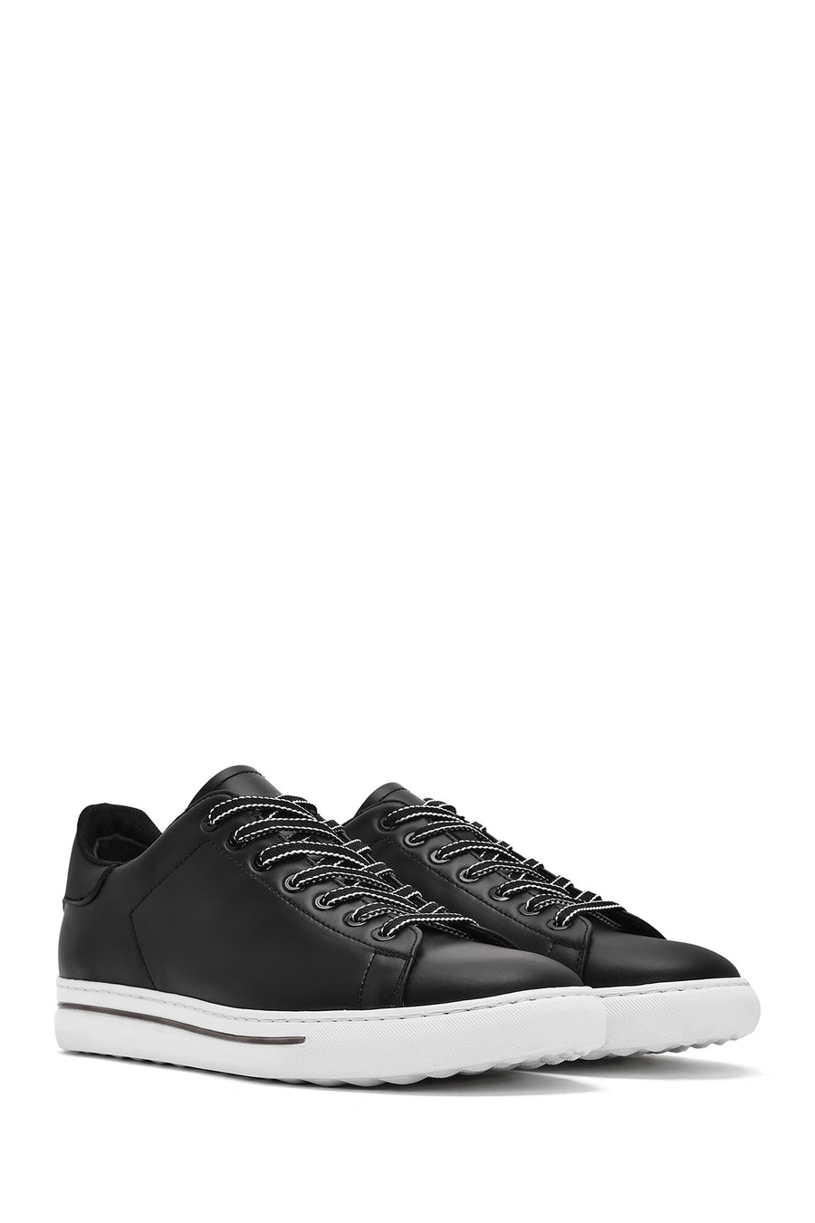Men's Black Lace-up Leather Sneaker