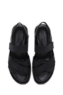 Men's Black Nubuck Leather Sandals | Derimod