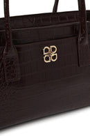Woman Brown Croc-Embossed Shoulder Bag | Derimod