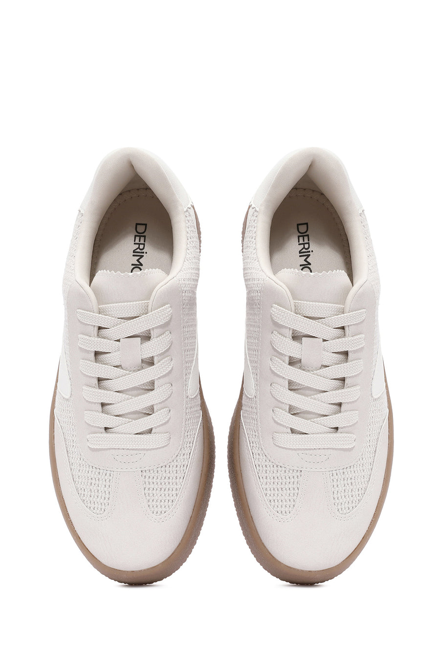 Women's Beige Lace-Up Chunky Sole Sneakers